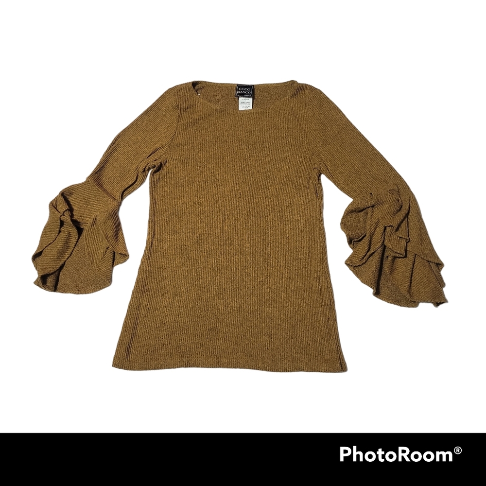 Coco Blanco Bell Sleeve sweater.  Harvest gold. SZ Small